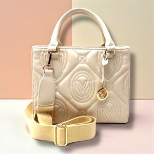 Valentino Orlandi Light Taupe Quilted Vegan Crossbody Designer Bag New $258 MSRP